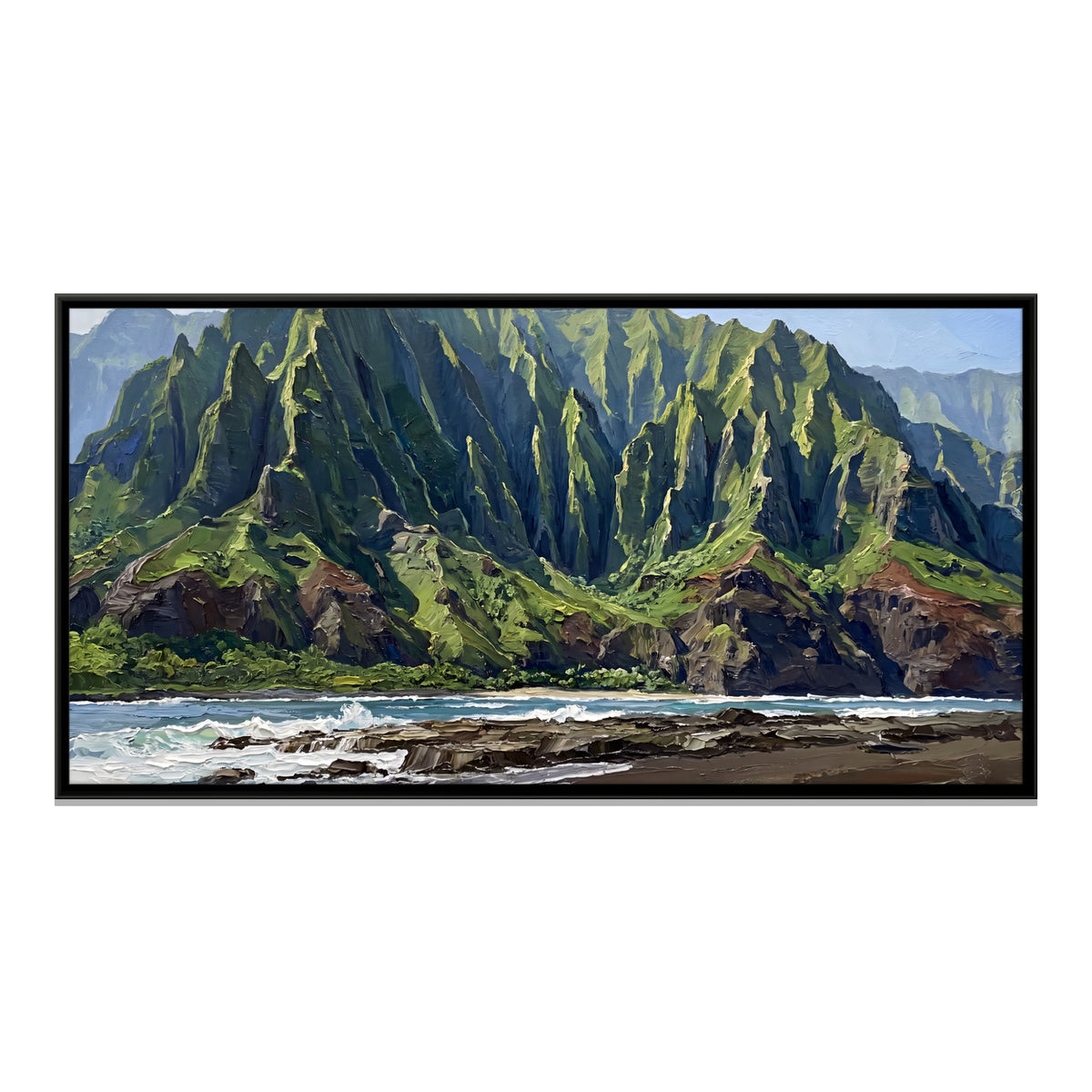 Na Pali Coast Cliffs - framed canvas print, front view