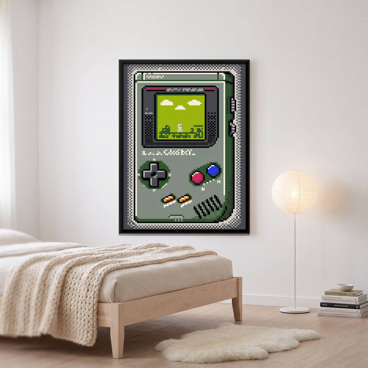 Retro Handheld Game Console - canvas art shown in a styled room