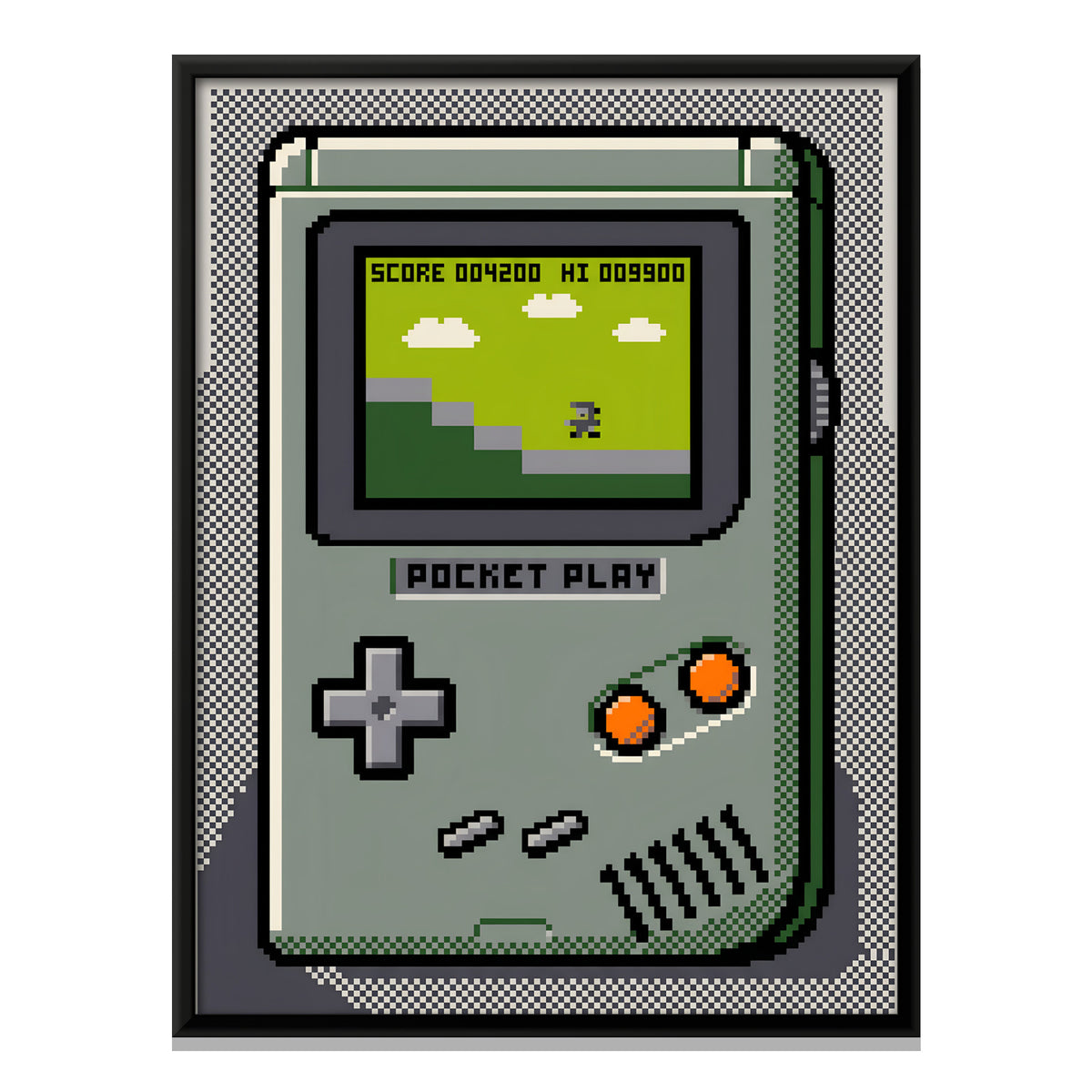 Retro Handheld Game Console - framed canvas print, front view
