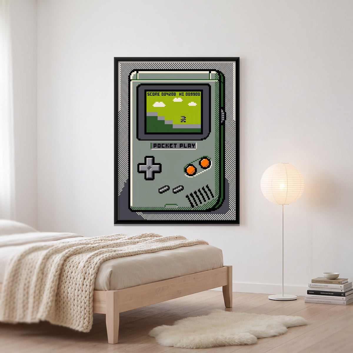 Retro Handheld Game Console - canvas art shown in a styled room