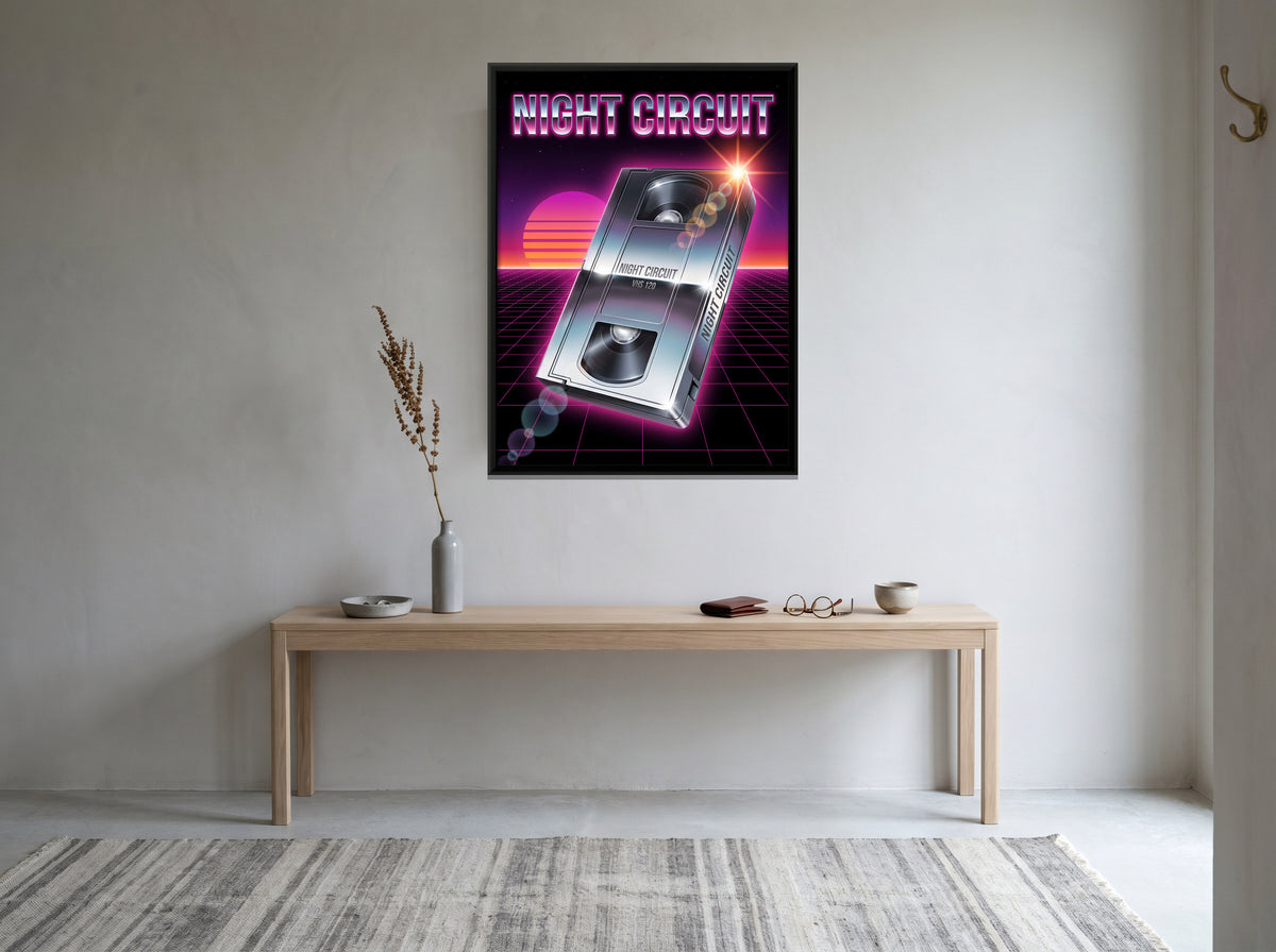 Chrome VHS Cassette - canvas art shown in a second room setting