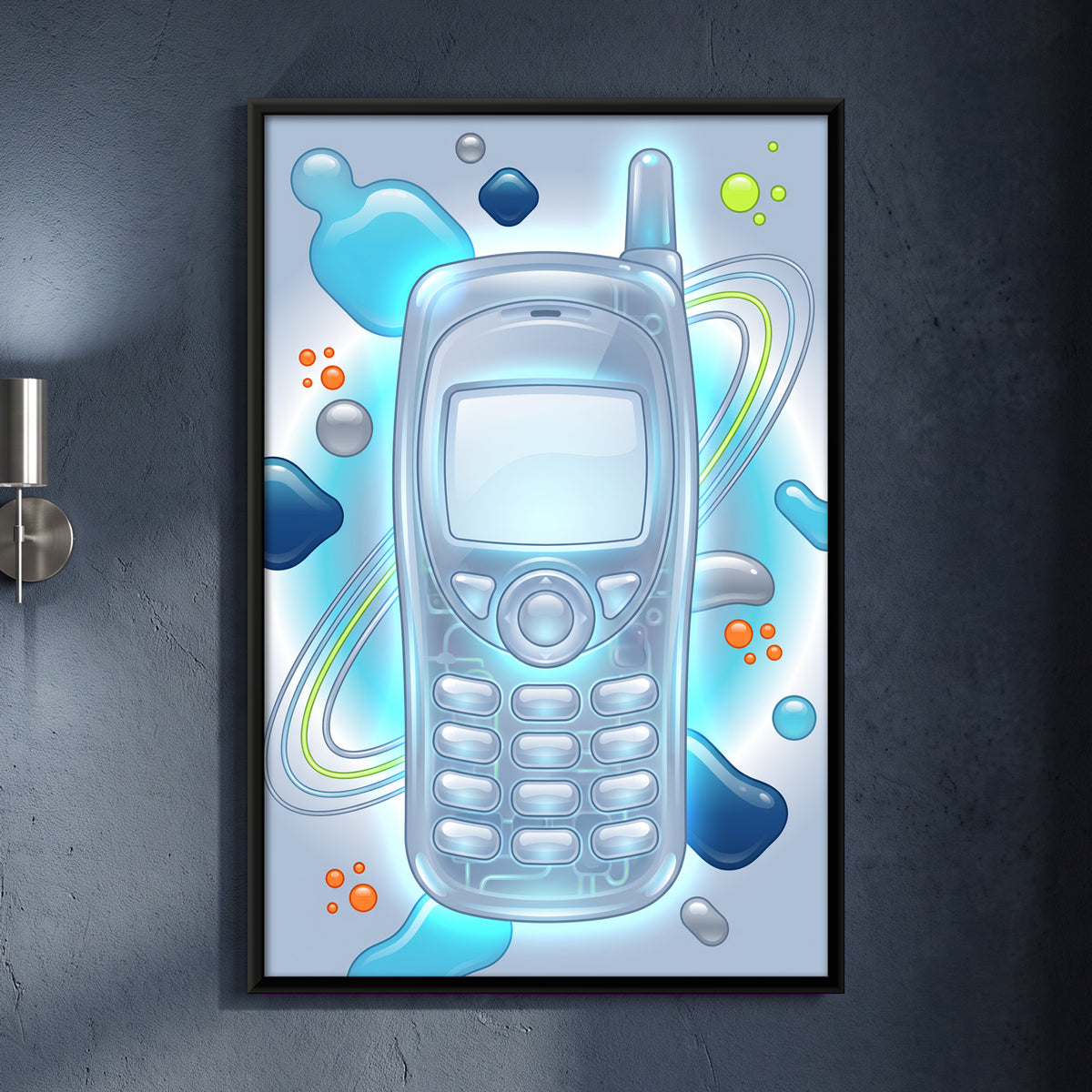 Y2K Mobile Phone - framed canvas art hung on a wall