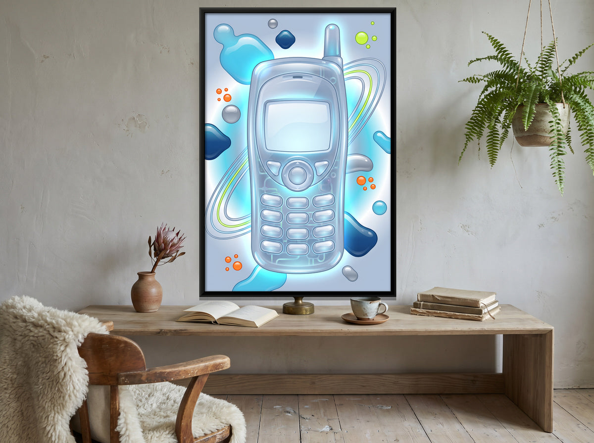 Y2K Mobile Phone - canvas art shown in a second room setting