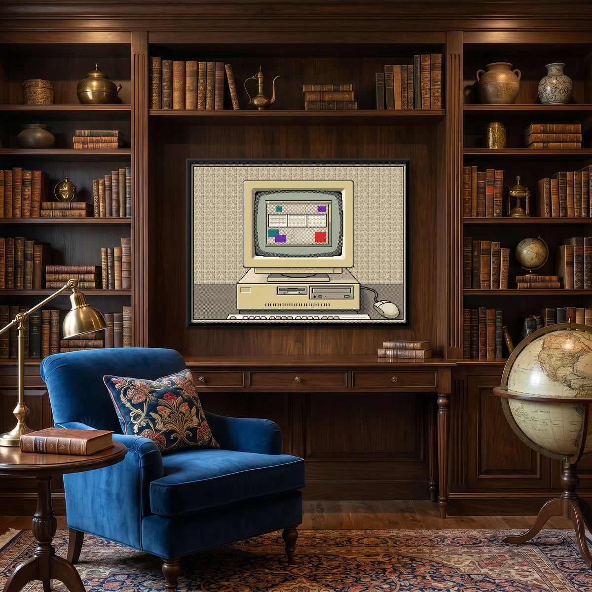 Vintage Desktop Computer - canvas art shown in a second room setting