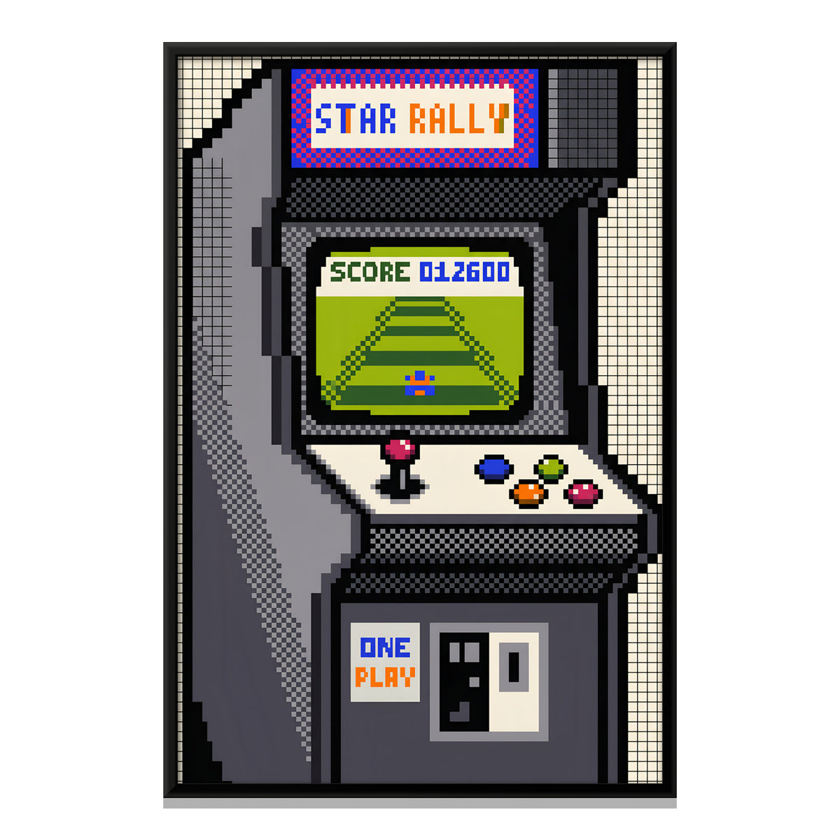 Retro Arcade Cabinet - framed canvas print, front view