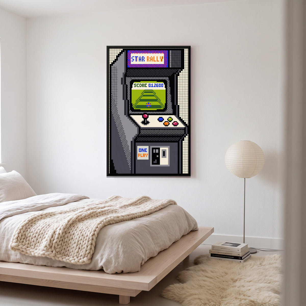 Retro Arcade Cabinet - canvas art shown in a styled room
