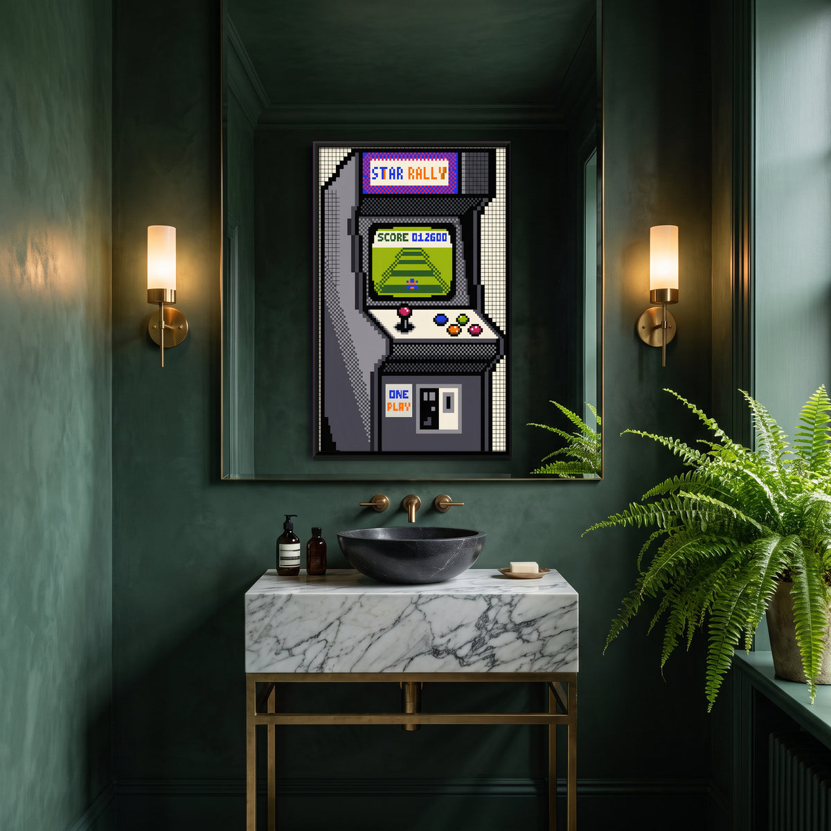 Retro Arcade Cabinet - canvas art shown in a second room setting