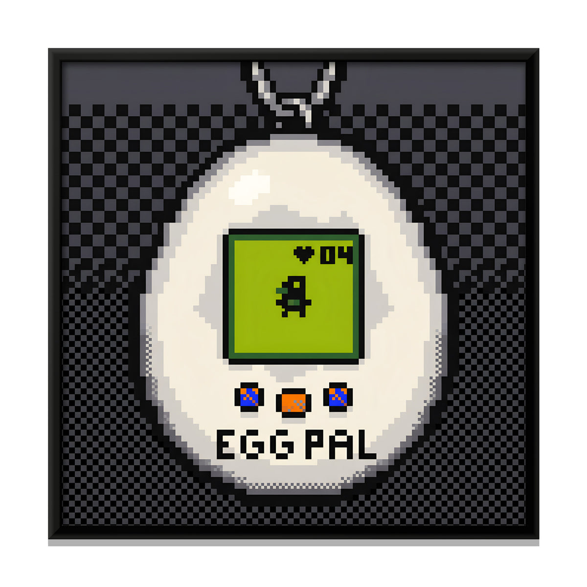 Virtual Pet Keychain - framed canvas print, front view
