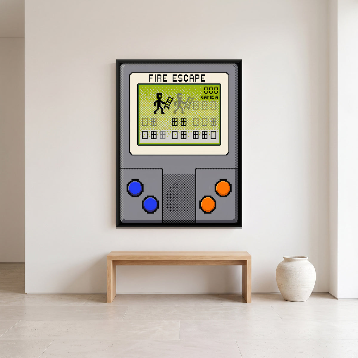 Handheld LCD Game - canvas art shown in a styled room