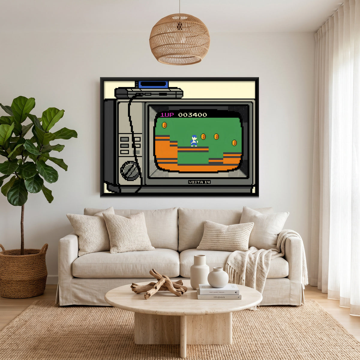 Retro TV with Game Console - canvas art shown in a styled room