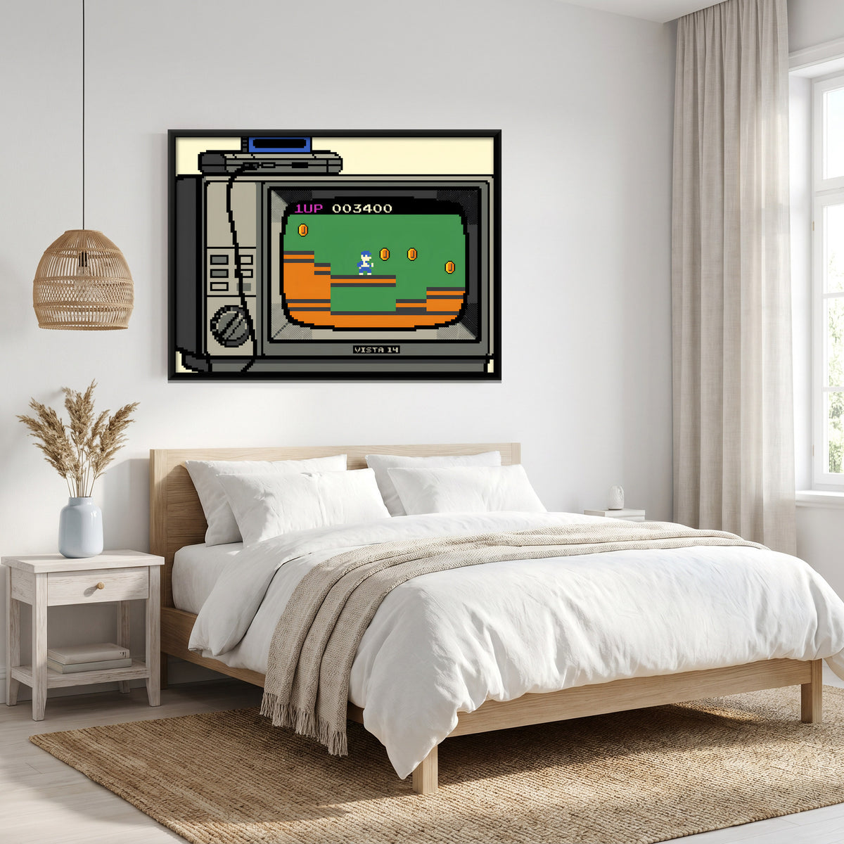 Retro TV with Game Console - canvas art shown in a second room setting