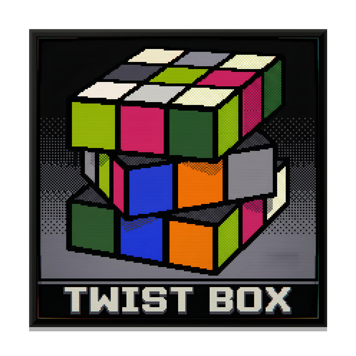 Twisting Puzzle Cube - framed canvas print, front view