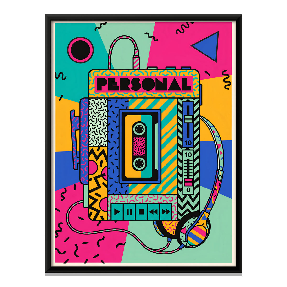Personal Cassette Player - framed canvas print, front view