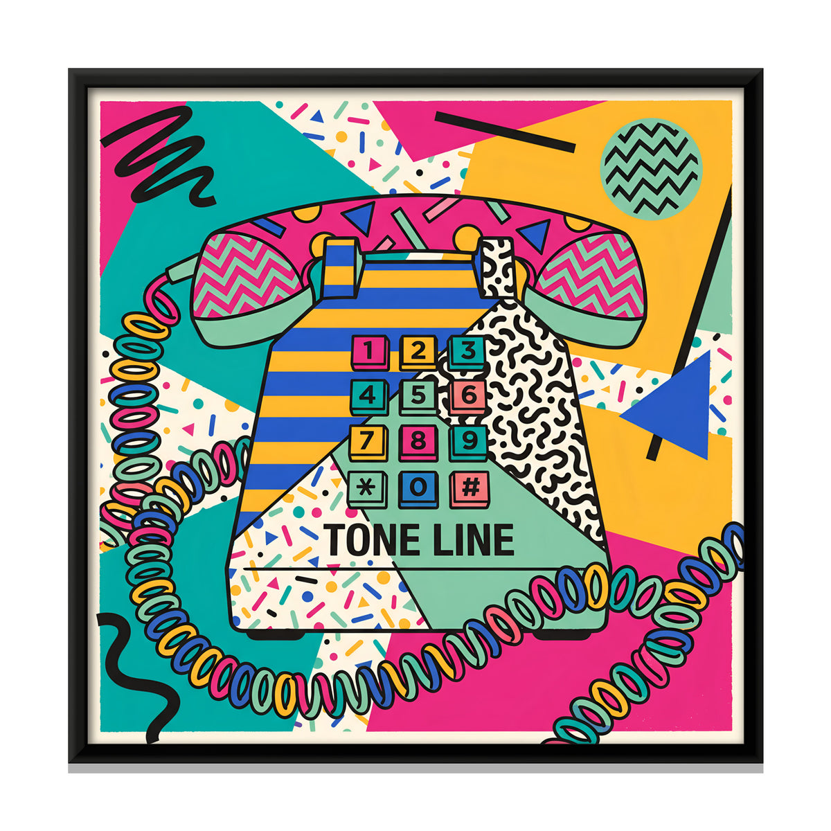 Push-Button Telephone - framed canvas print, front view