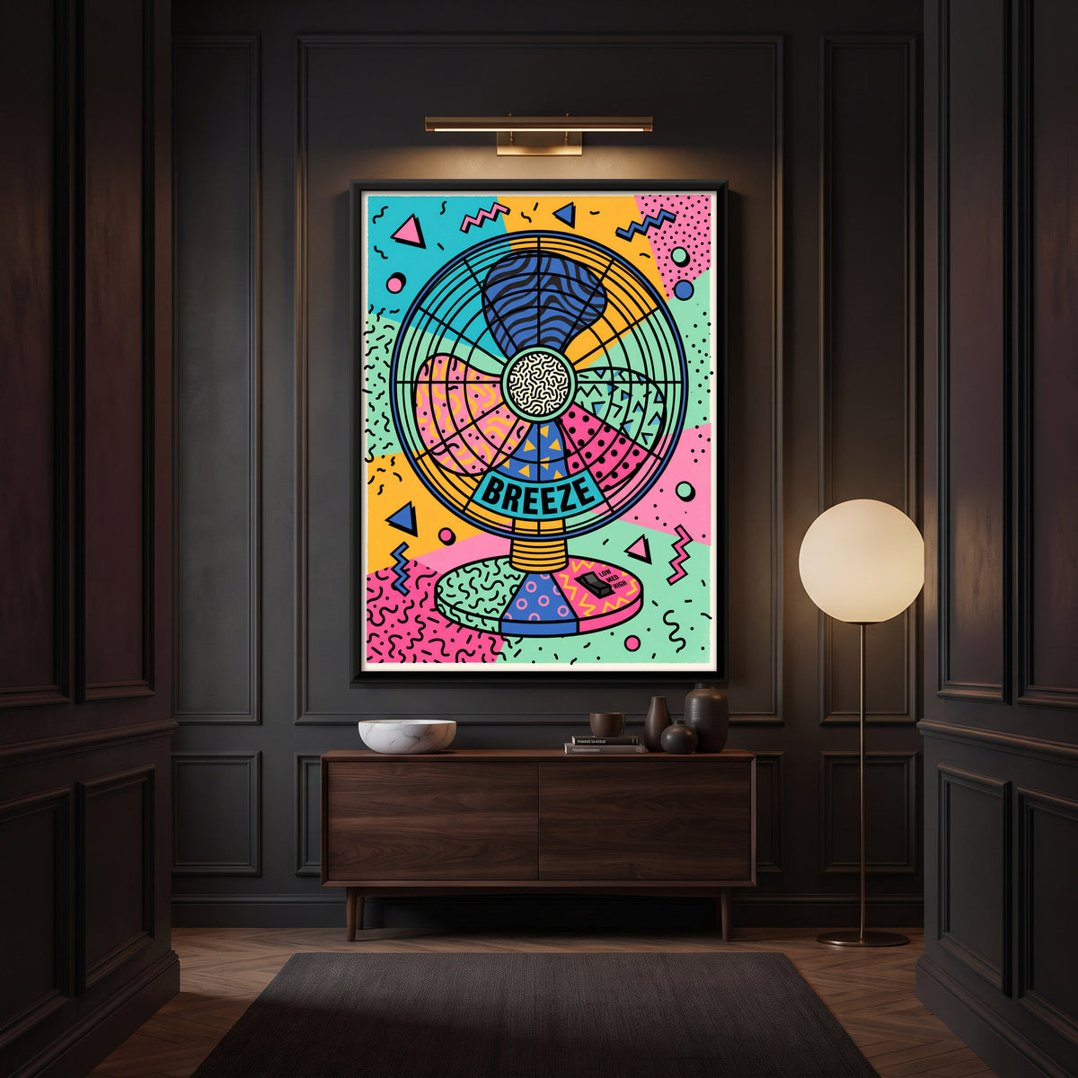 Table Fan - canvas art shown in a second room setting