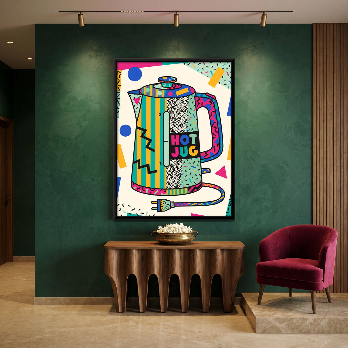 Electric Kettle - canvas art shown in a styled room
