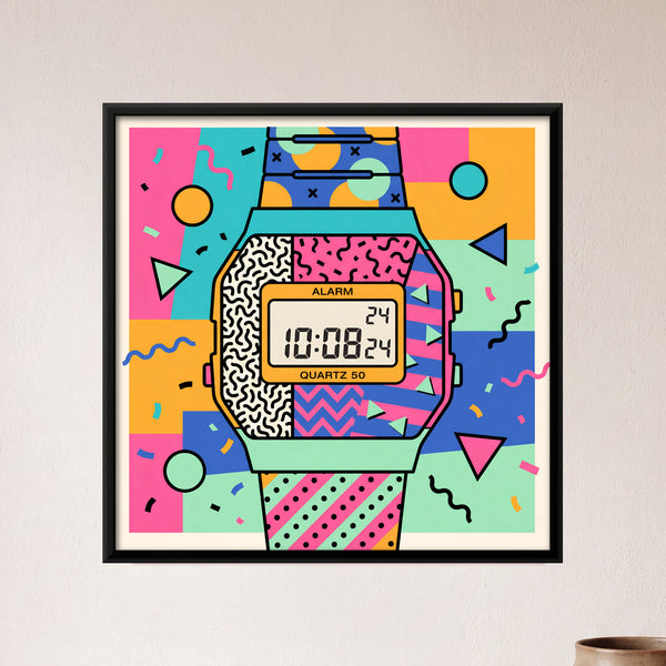 Digital Wristwatch with Patterned Strap