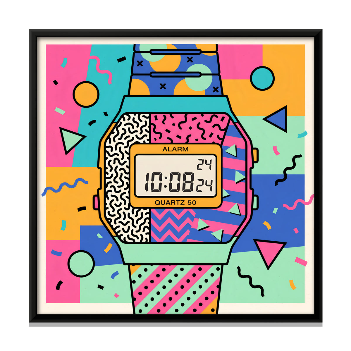Digital Wristwatch - framed canvas print, front view
