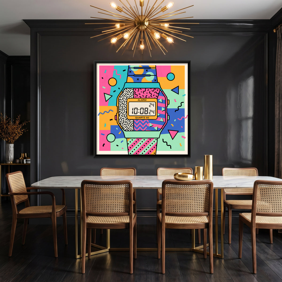 Digital Wristwatch - canvas art shown in a styled room