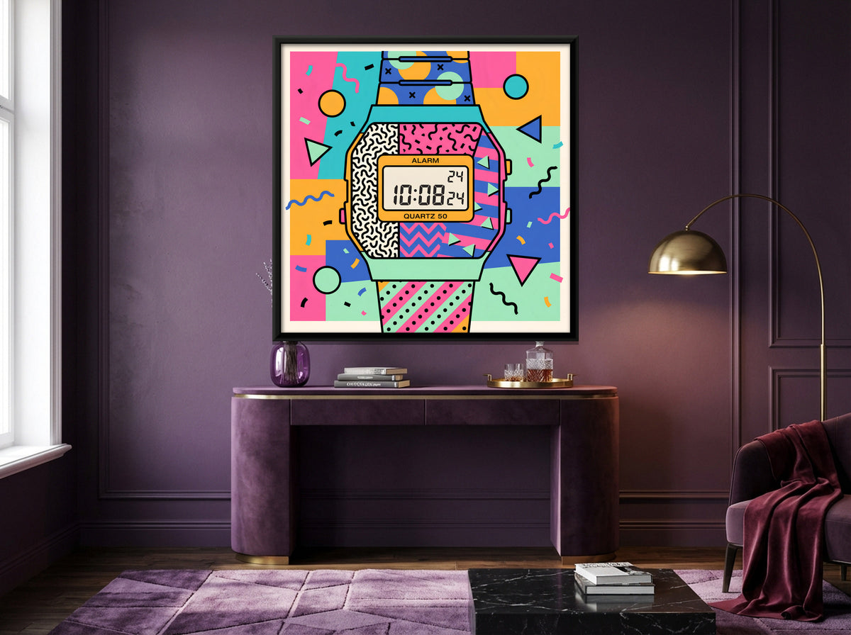 Digital Wristwatch - canvas art shown in a second room setting