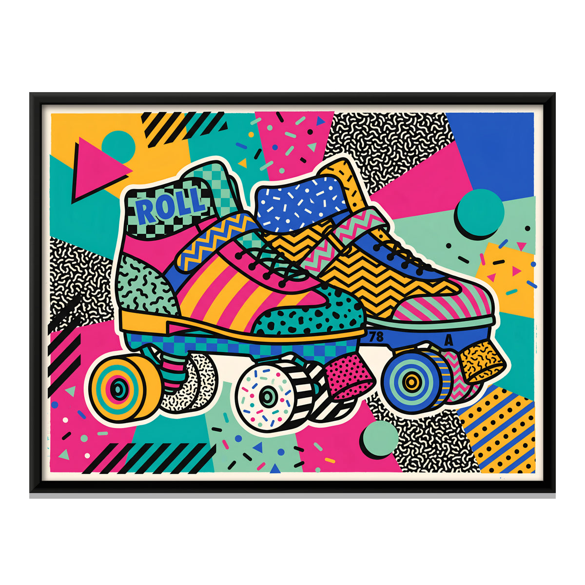 Roller Skates - framed canvas print, front view