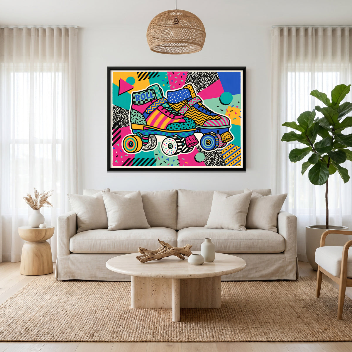 Roller Skates - canvas art shown in a styled room