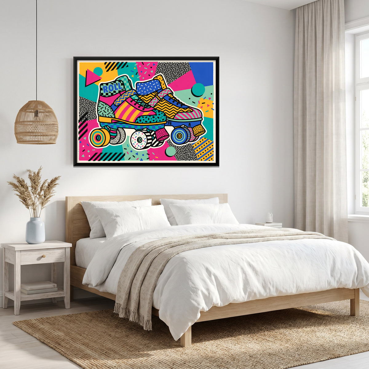 Roller Skates - canvas art shown in a second room setting