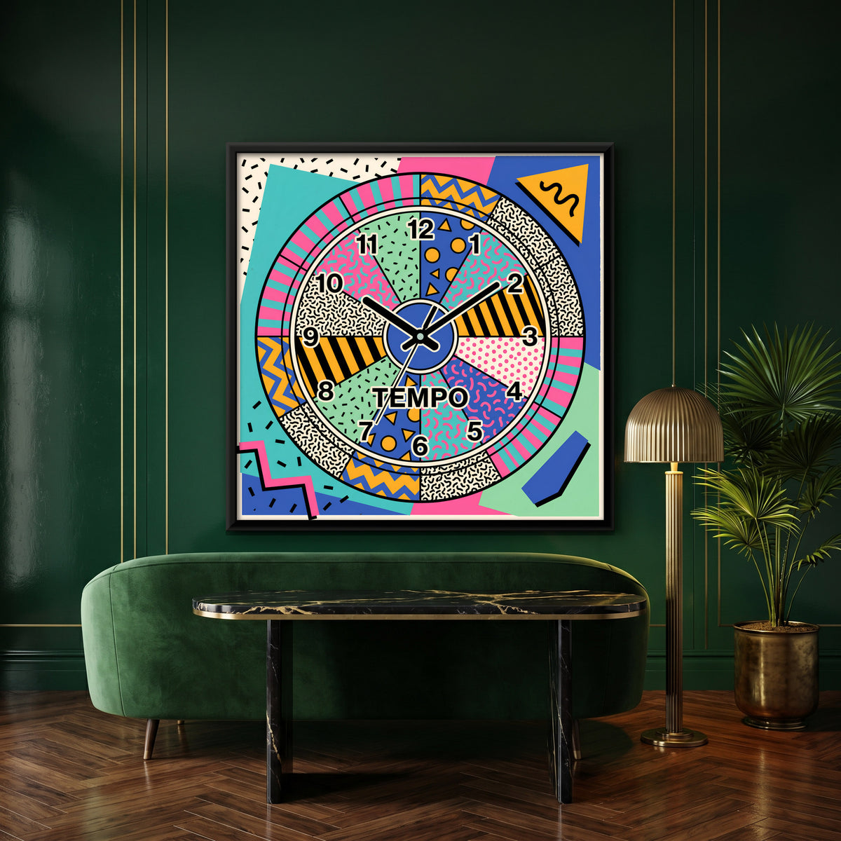 Round Wall Clock - canvas art shown in a styled room