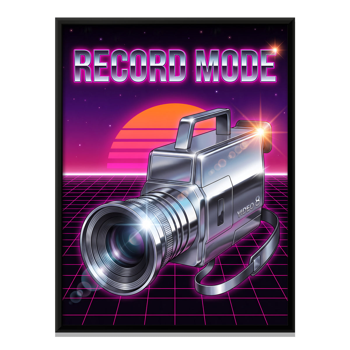 Chrome Video Camcorder - framed canvas print, front view