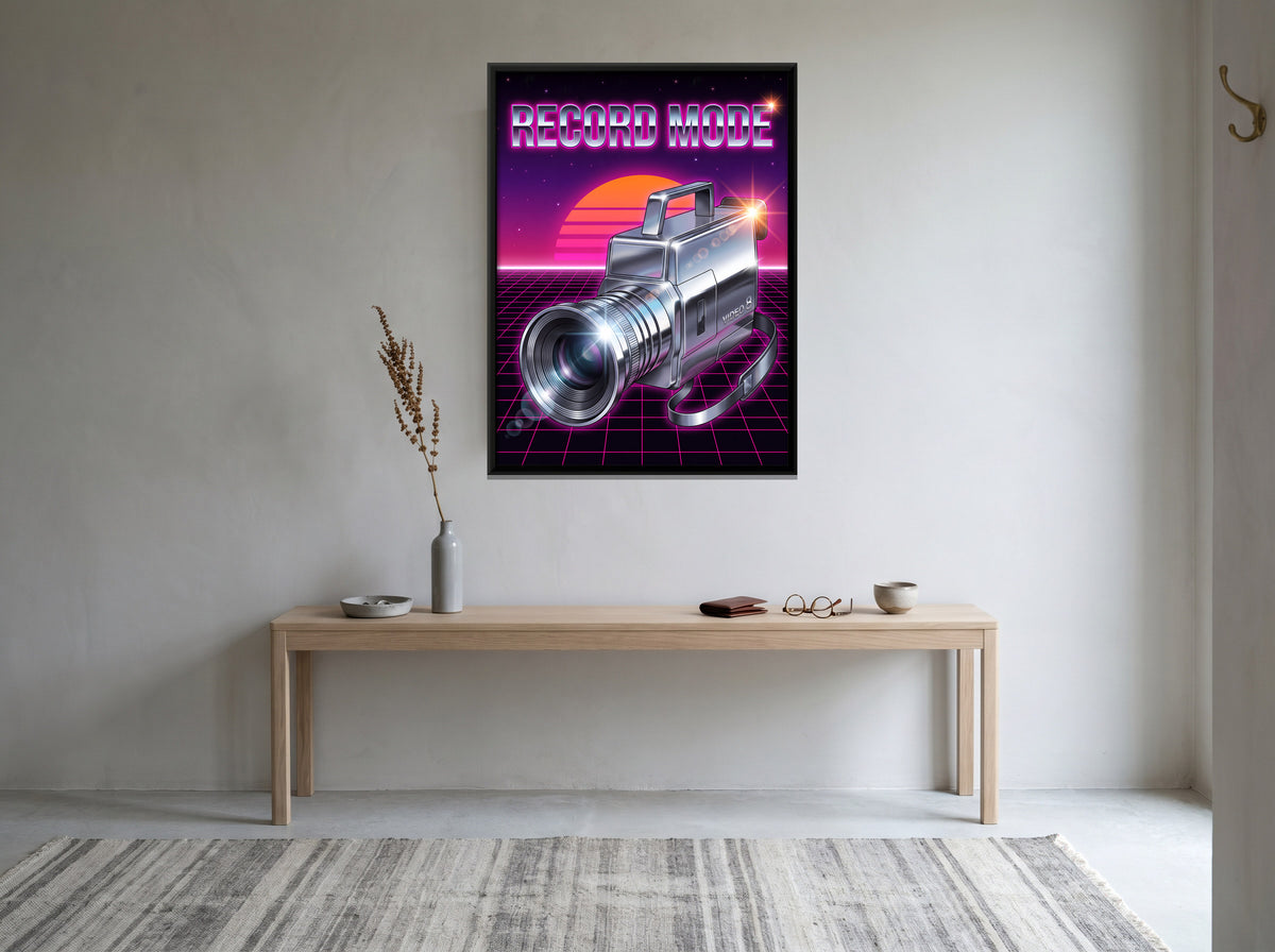 Chrome Video Camcorder - canvas art shown in a second room setting