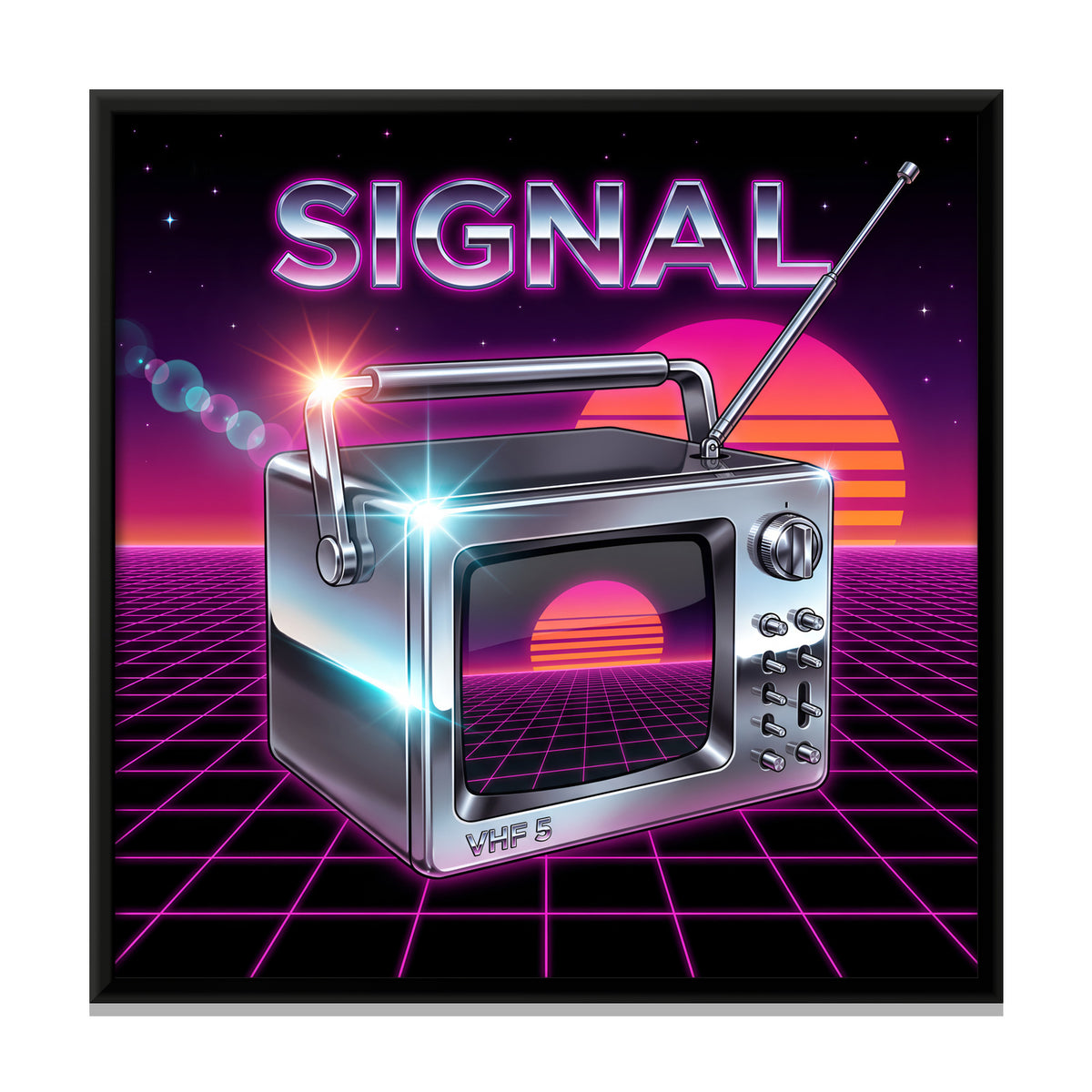 Chrome Portable Television - framed canvas print, front view
