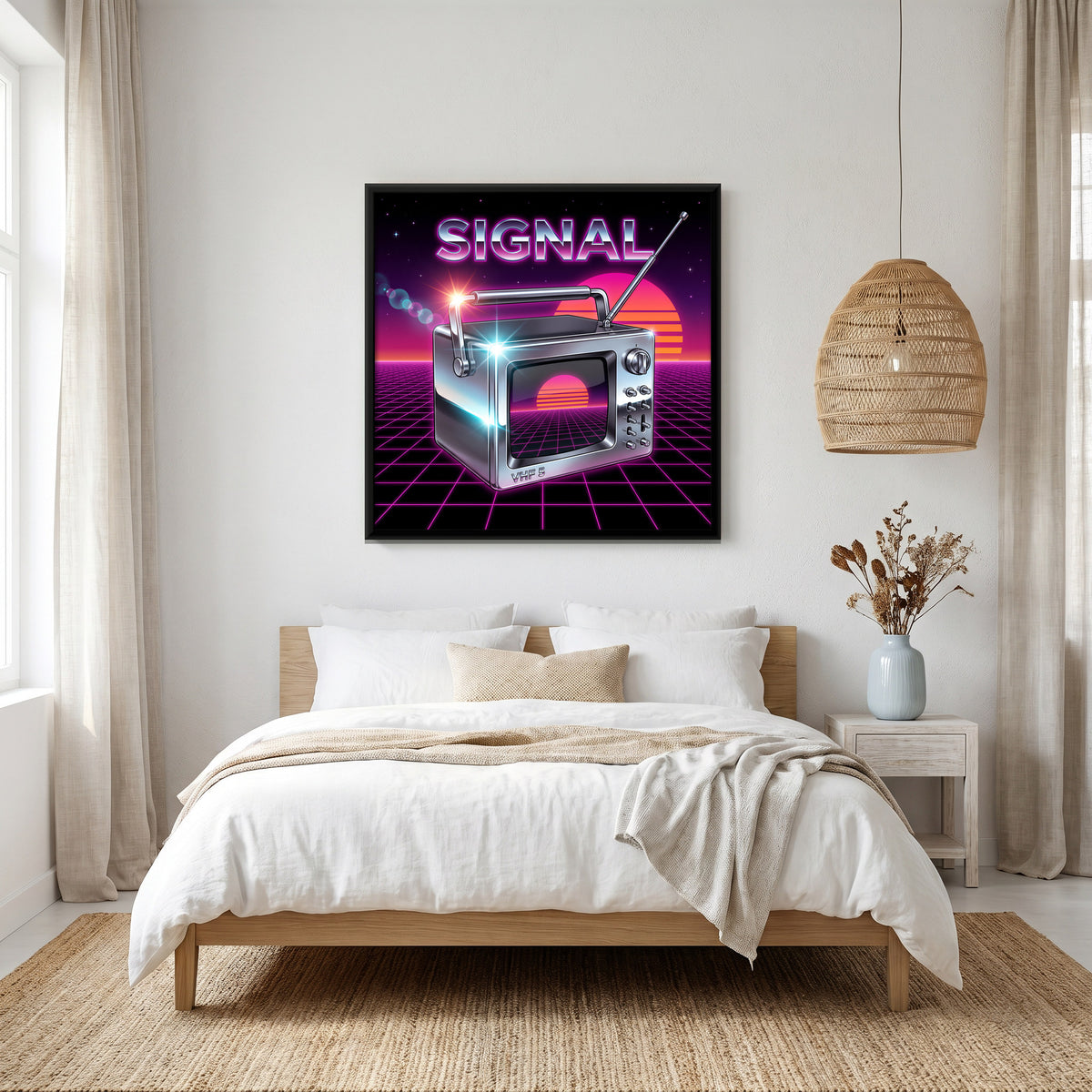 Chrome Portable Television - canvas art shown in a styled room