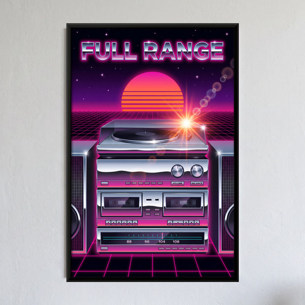 Chrome Hi-fi Stereo System with Neon Text