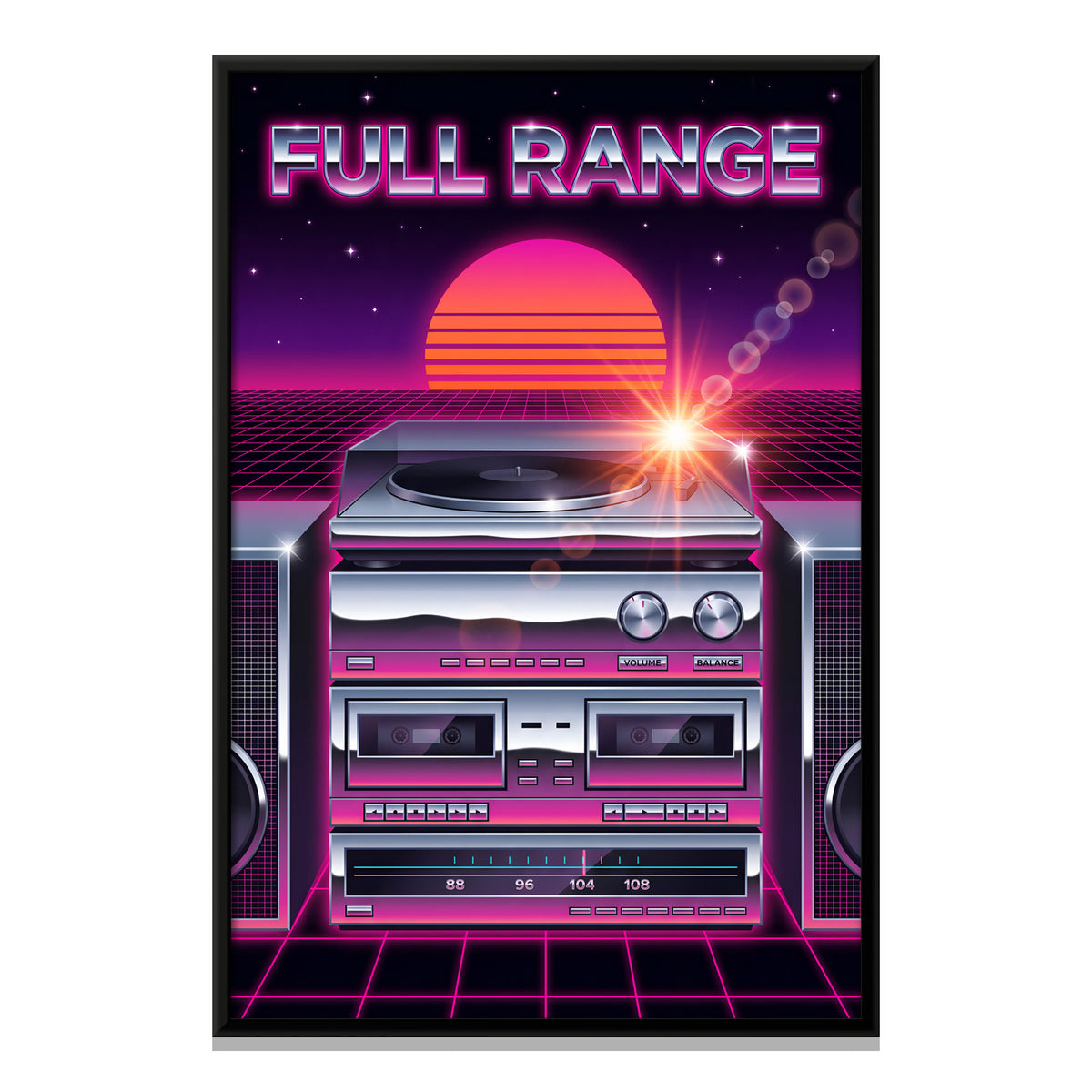 Chrome Hi-Fi Stereo System - framed canvas print, front view