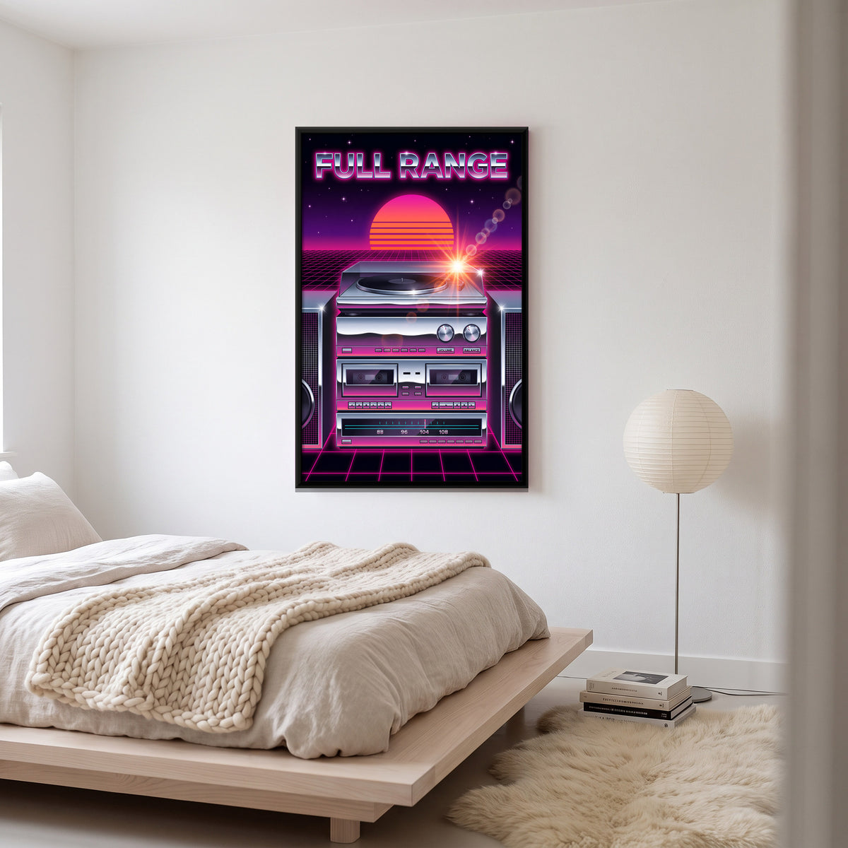 Chrome Hi-Fi Stereo System - canvas art shown in a styled room