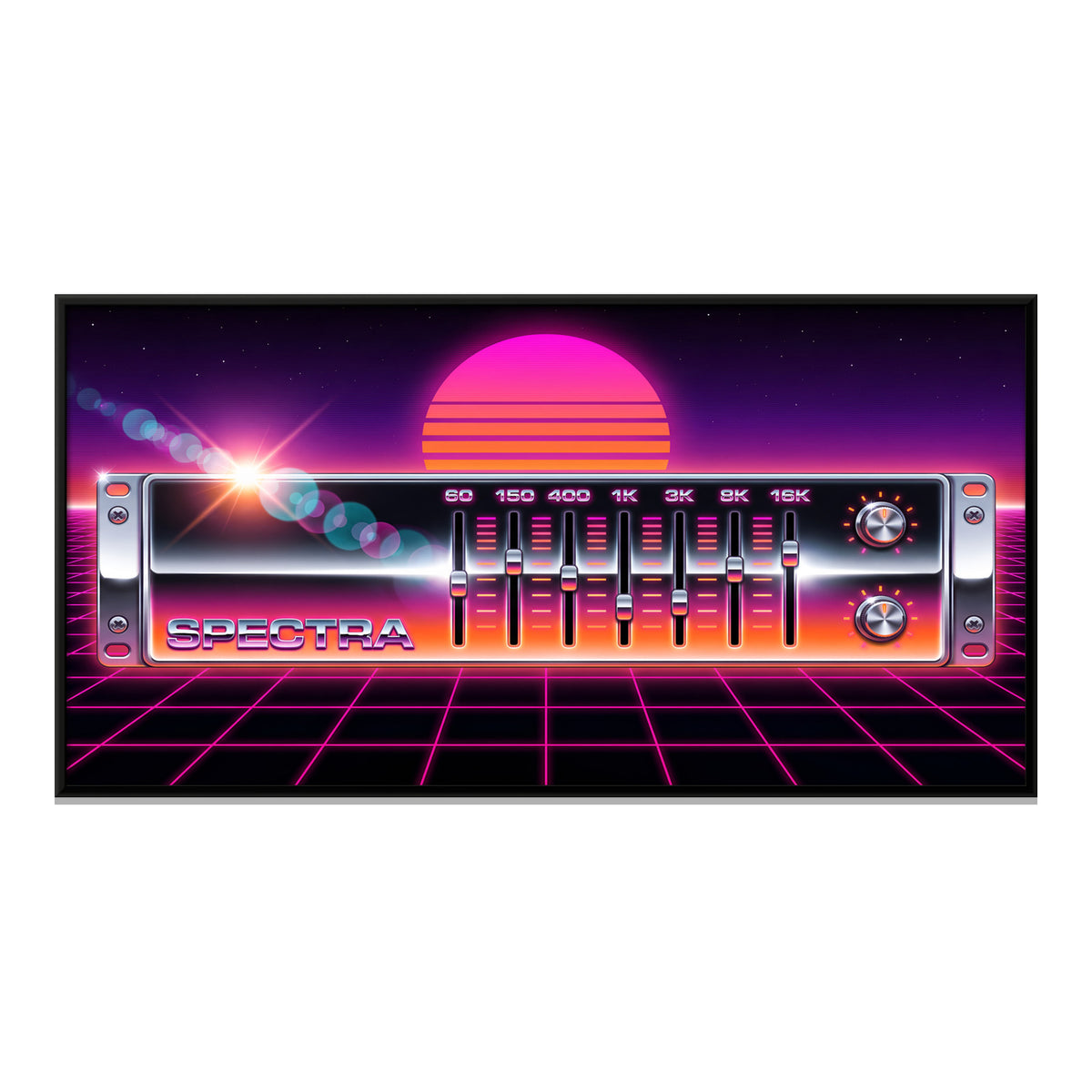 Chrome Graphic Equalizer - framed canvas print, front view