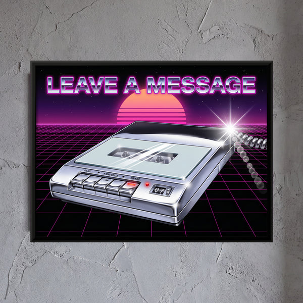 Chrome Answering Machine with Neon Text