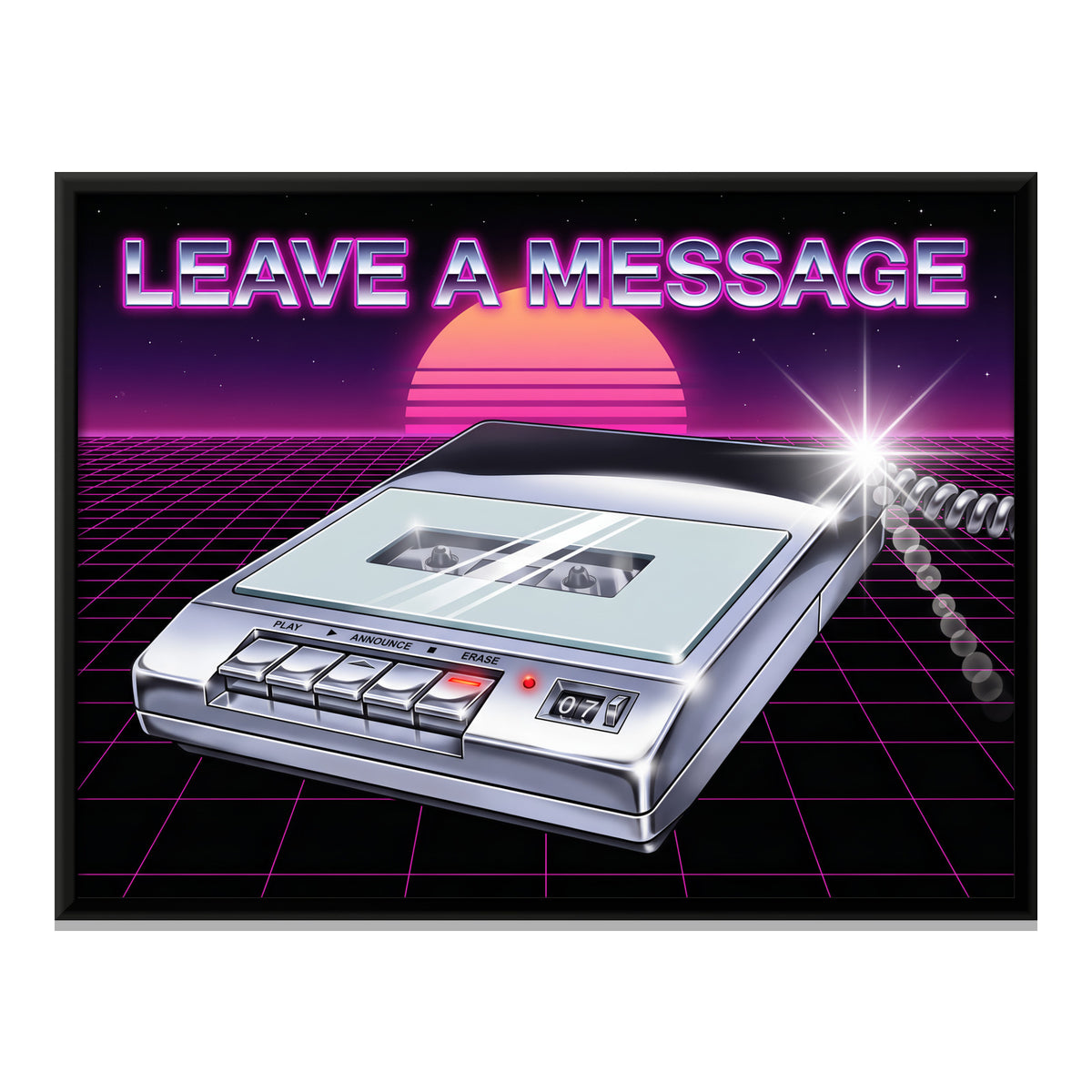 Chrome Answering Machine - framed canvas print, front view
