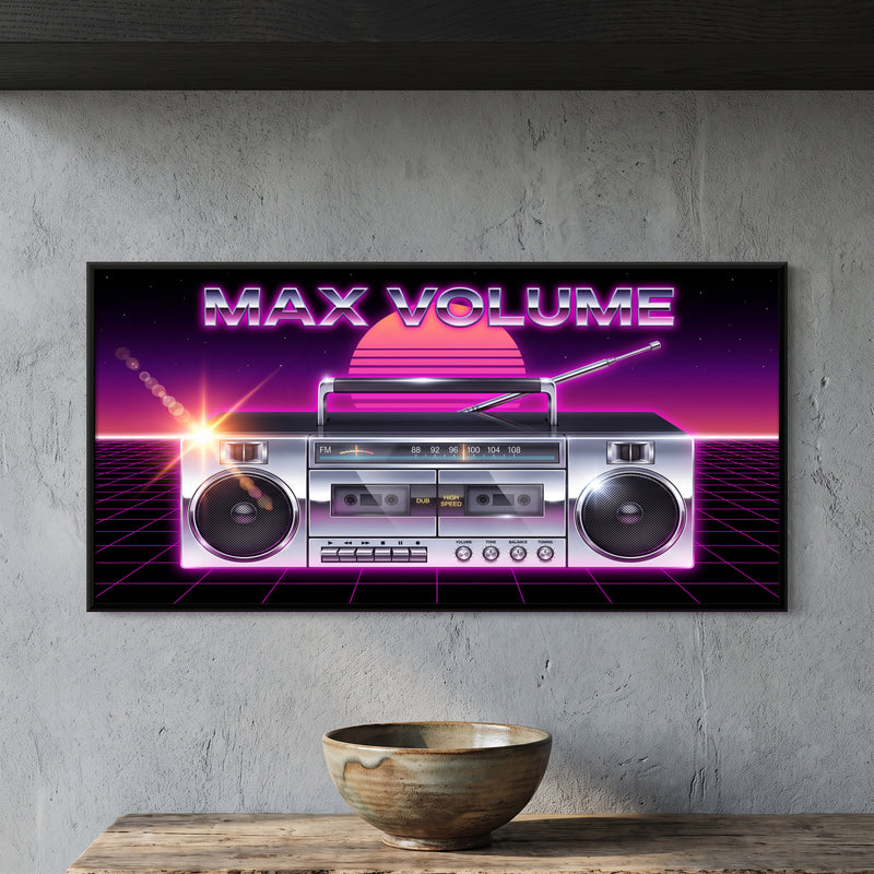 Chrome Boombox - framed canvas art hung on a wall