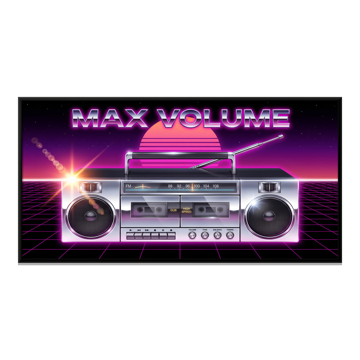 Chrome Boombox - framed canvas print, front view