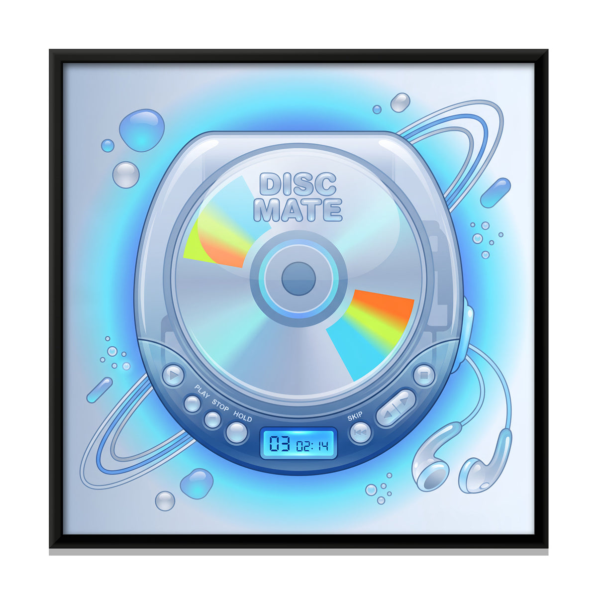 Y2K Portable CD Player - framed canvas print, front view
