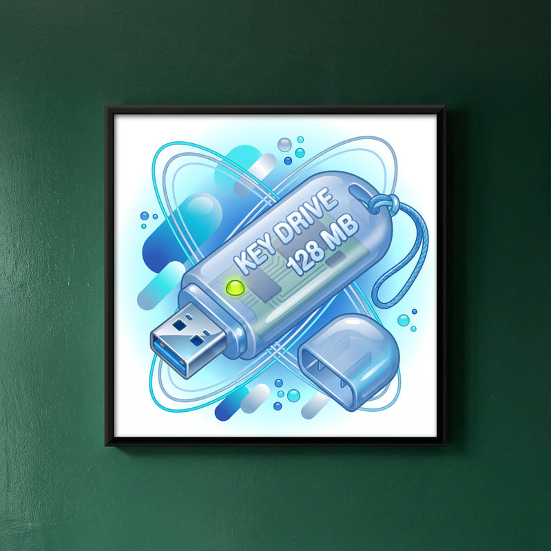 Y2K USB Flash Drive - framed canvas art hung on a wall