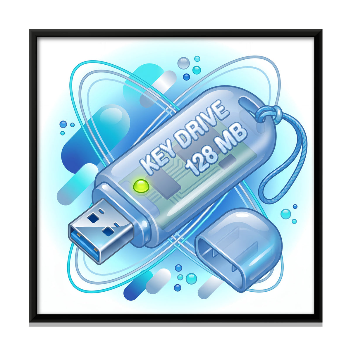 Y2K USB Flash Drive - framed canvas print, front view