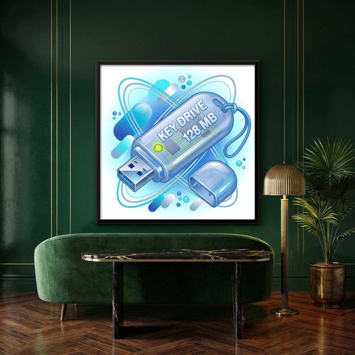 Y2K USB Flash Drive - canvas art shown in a second room setting