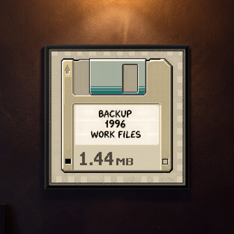 Floppy Disk - framed canvas art hung on a wall