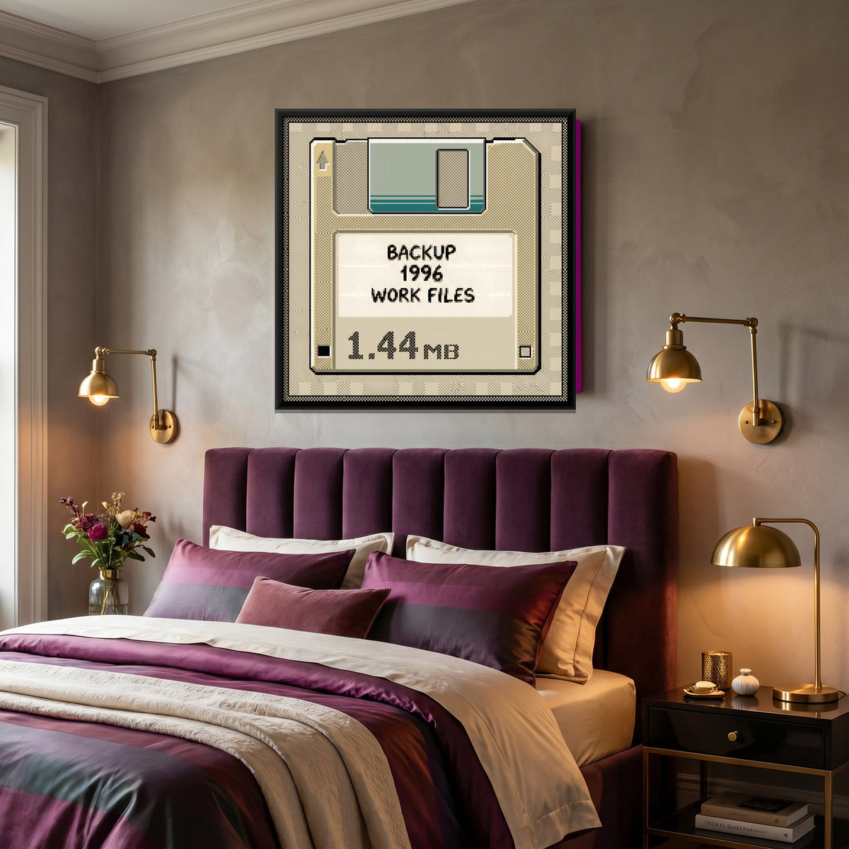 Floppy Disk - canvas art shown in a styled room