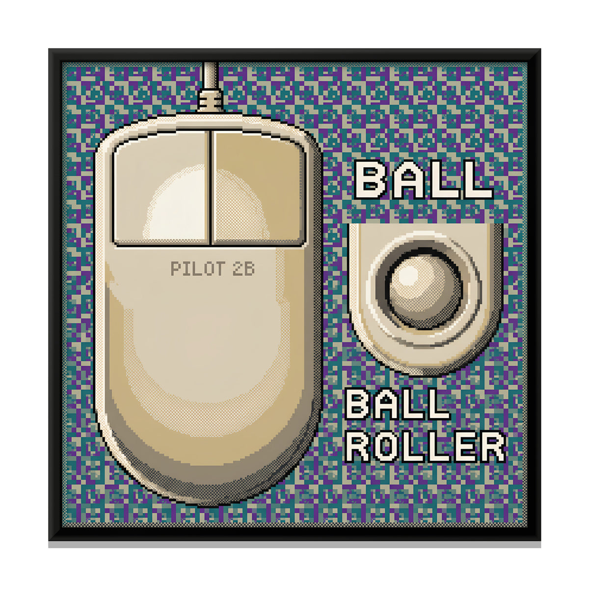 Computer Mouse and Trackball - framed canvas print, front view