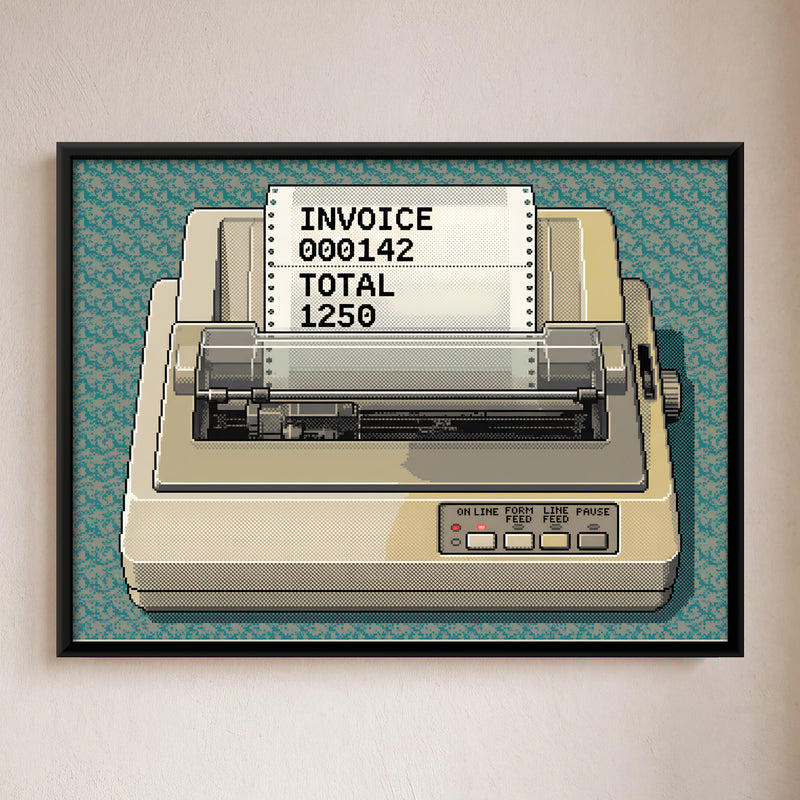 Dot Matrix Printer - framed canvas art hung on a wall