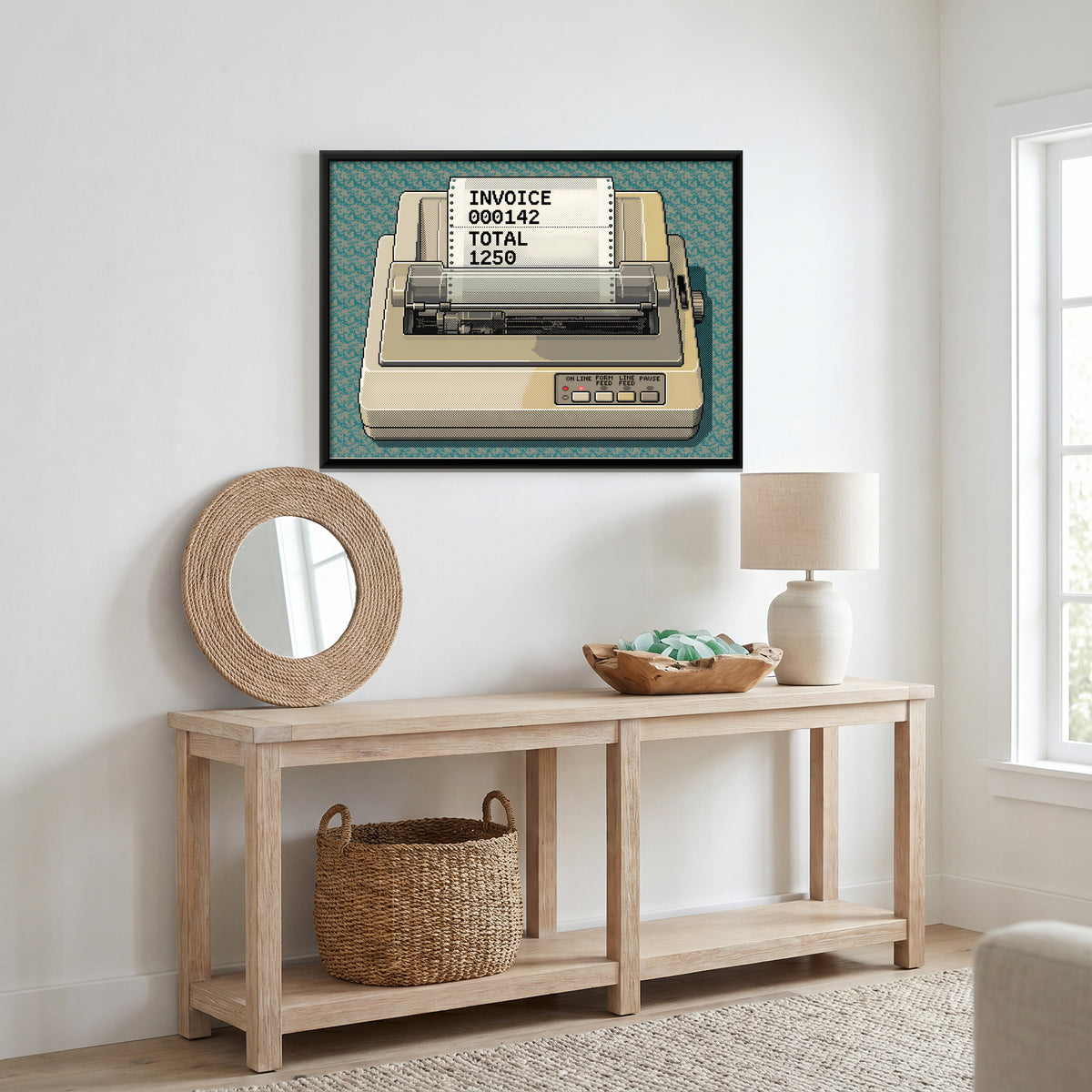 Dot Matrix Printer - canvas art shown in a second room setting
