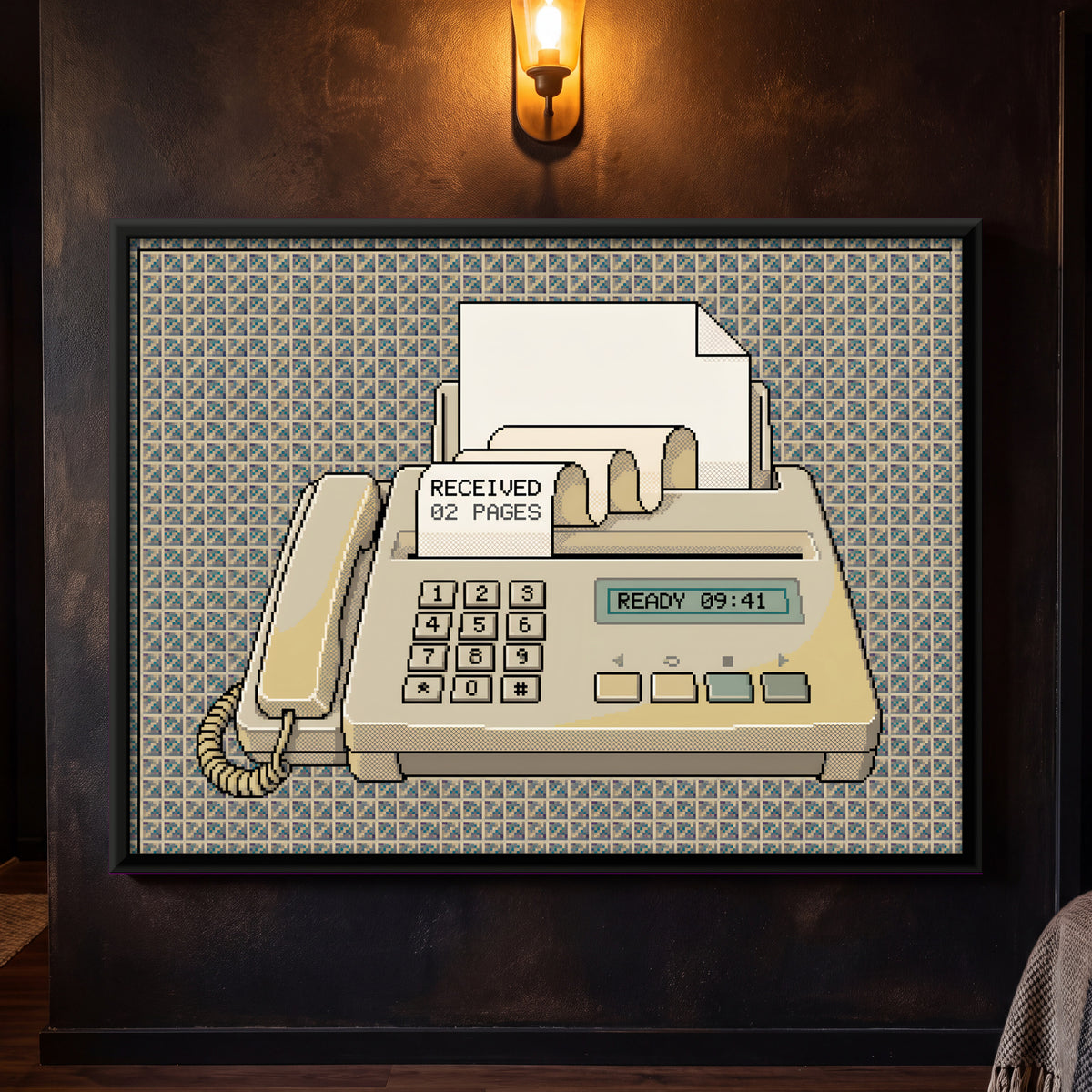 Fax Machine - framed canvas art hung on a wall